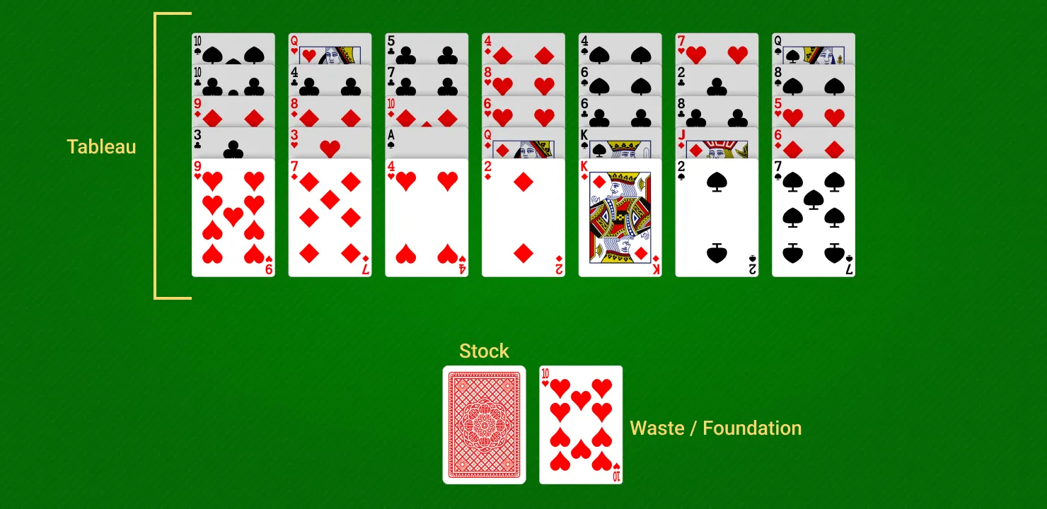Golf Solitaire game board setup.